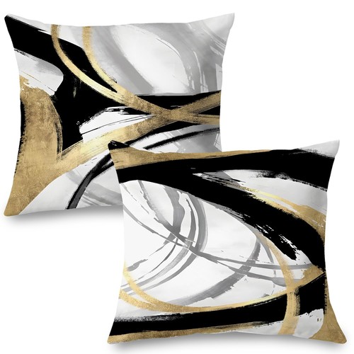 Black white and - gold, pillow